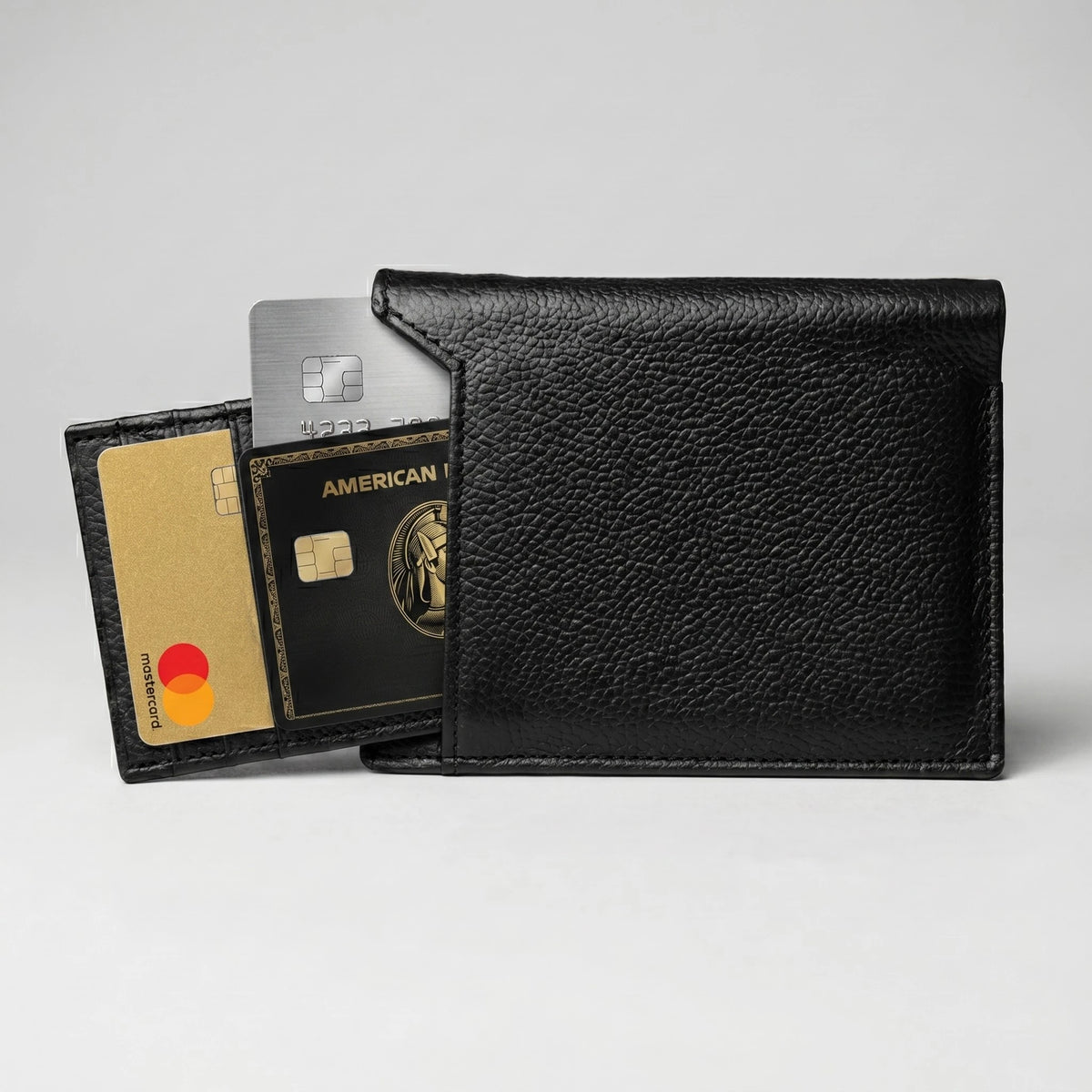 Men's leather wallet with removable card holder in Jet Black | Leathery