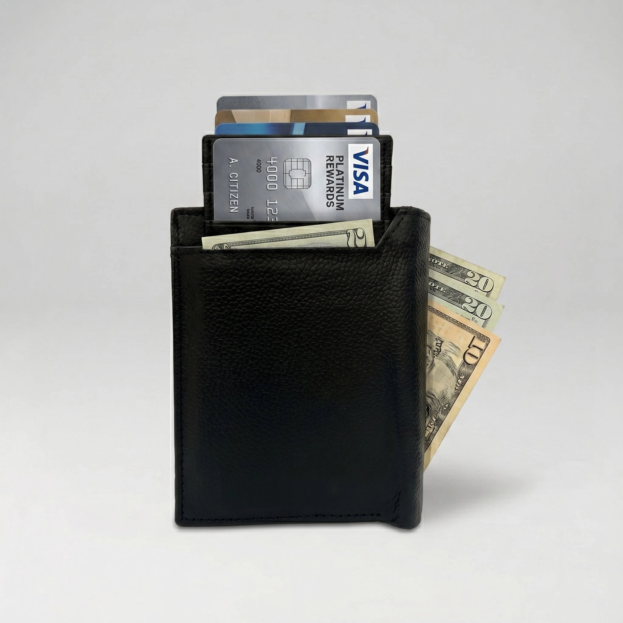 Men's leather wallet with removable card holder in Jet Black | Leathery