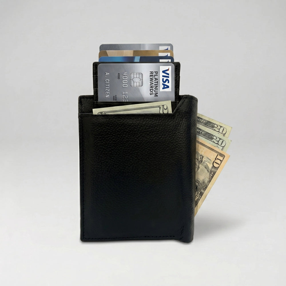 Men's leather wallet with removable card holder in Jet Black | Leathery