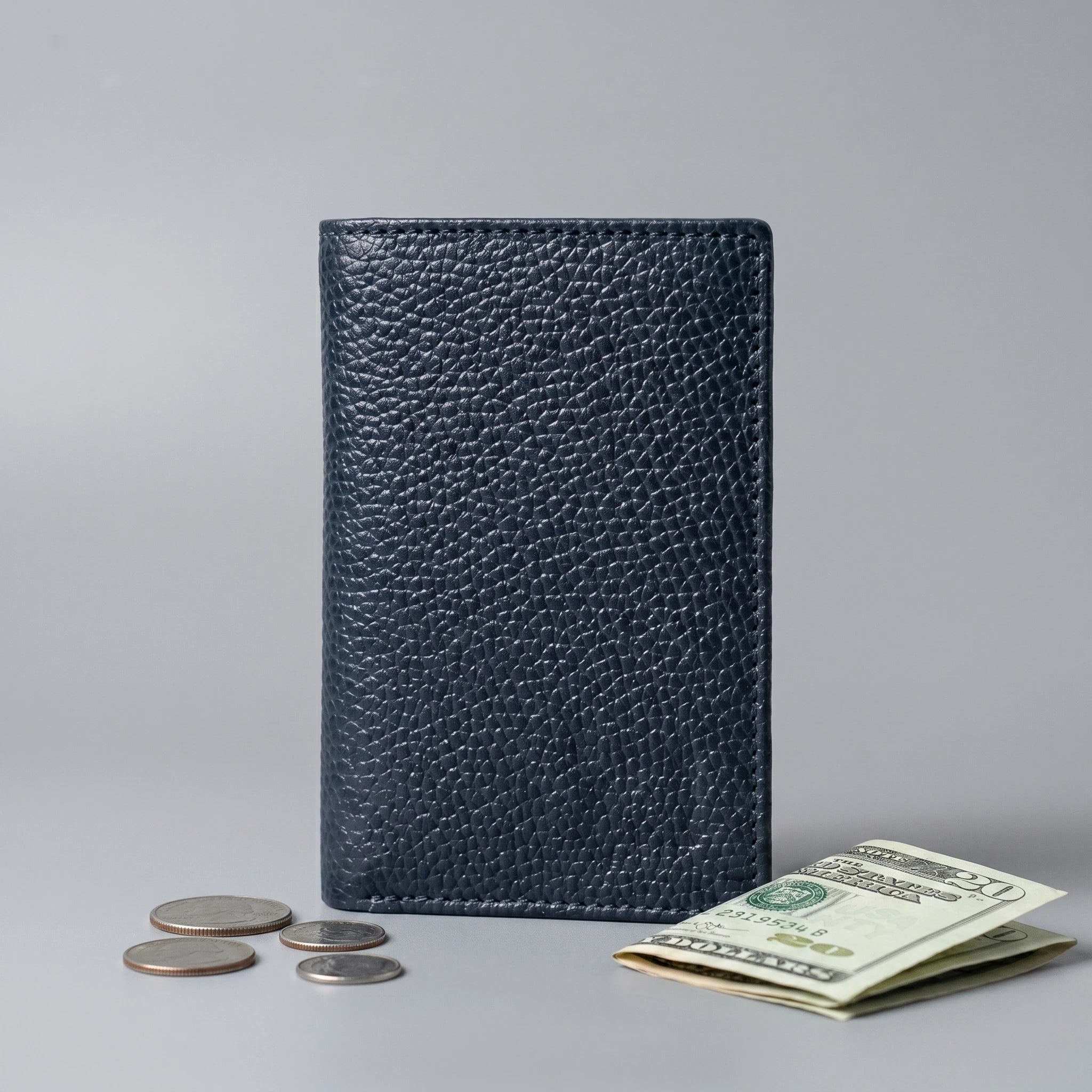 Slim men's leather wallet in Midnight Navy Blue | Leathery