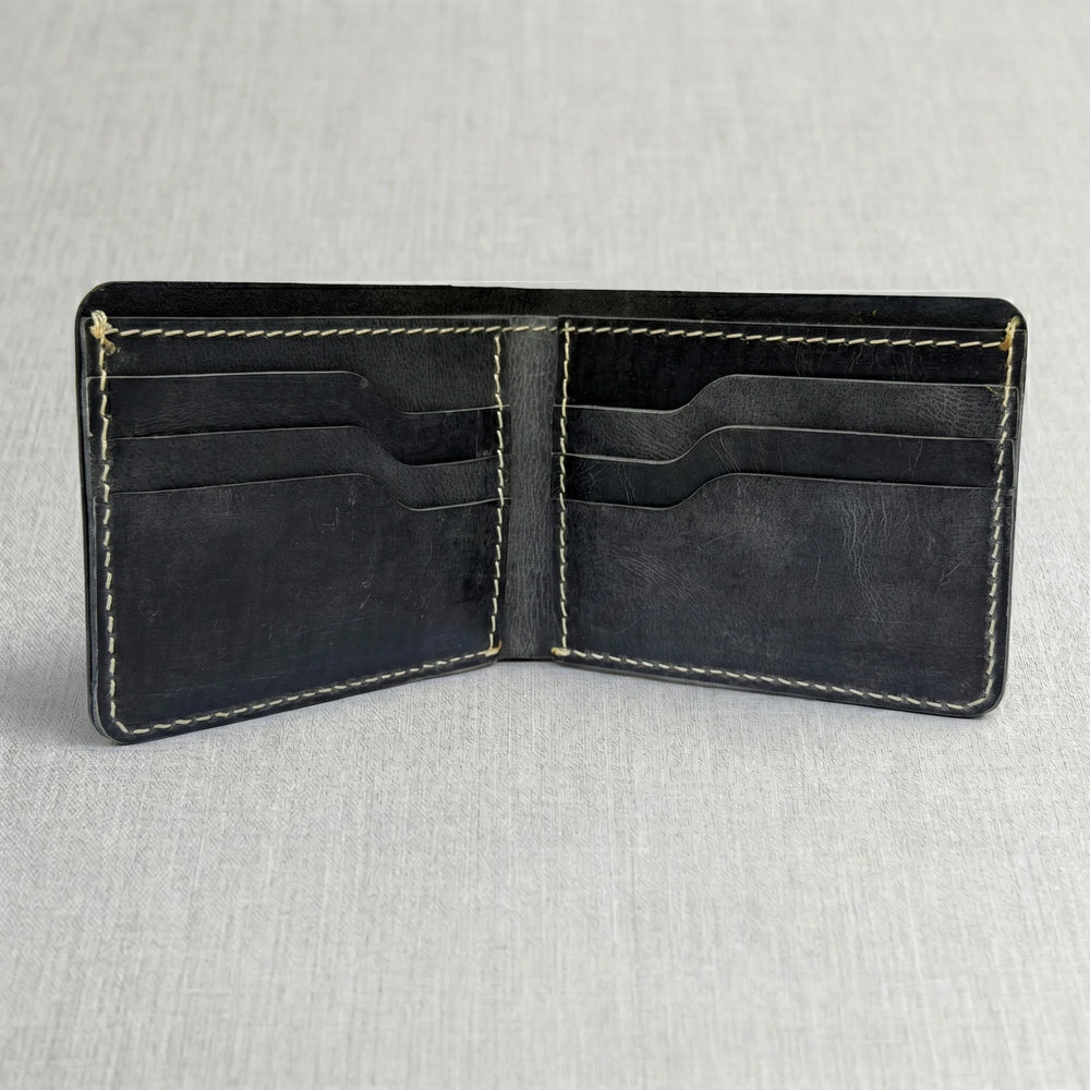 Men's dollar size bifold leather wallet in Charcoal Black | Leathery