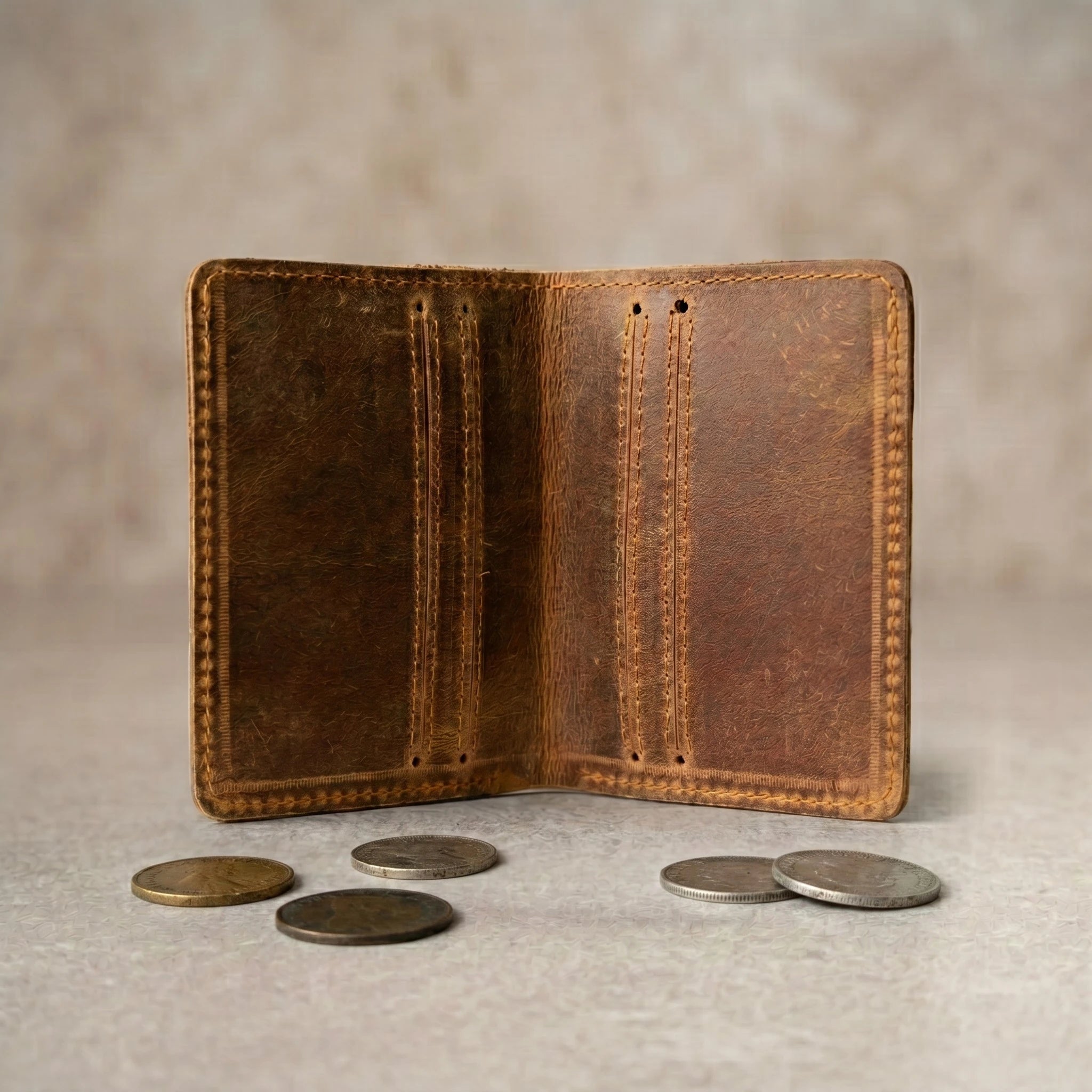 Men's leather card holder wallet in Saddle Brown | Leathery
