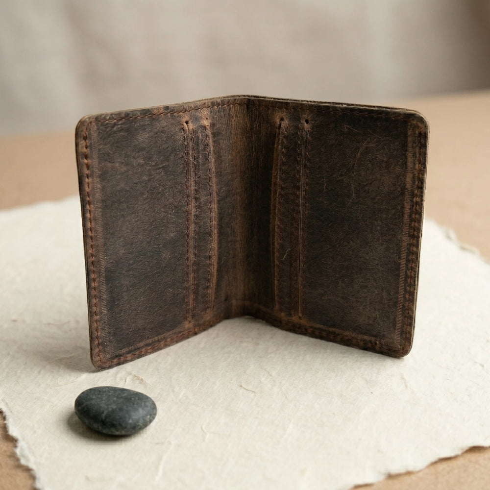 Men's leather card holder wallet in Walnut Brown | Leathery