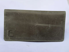 Men's bifold long leather wallet in Grey Olive | Leathery