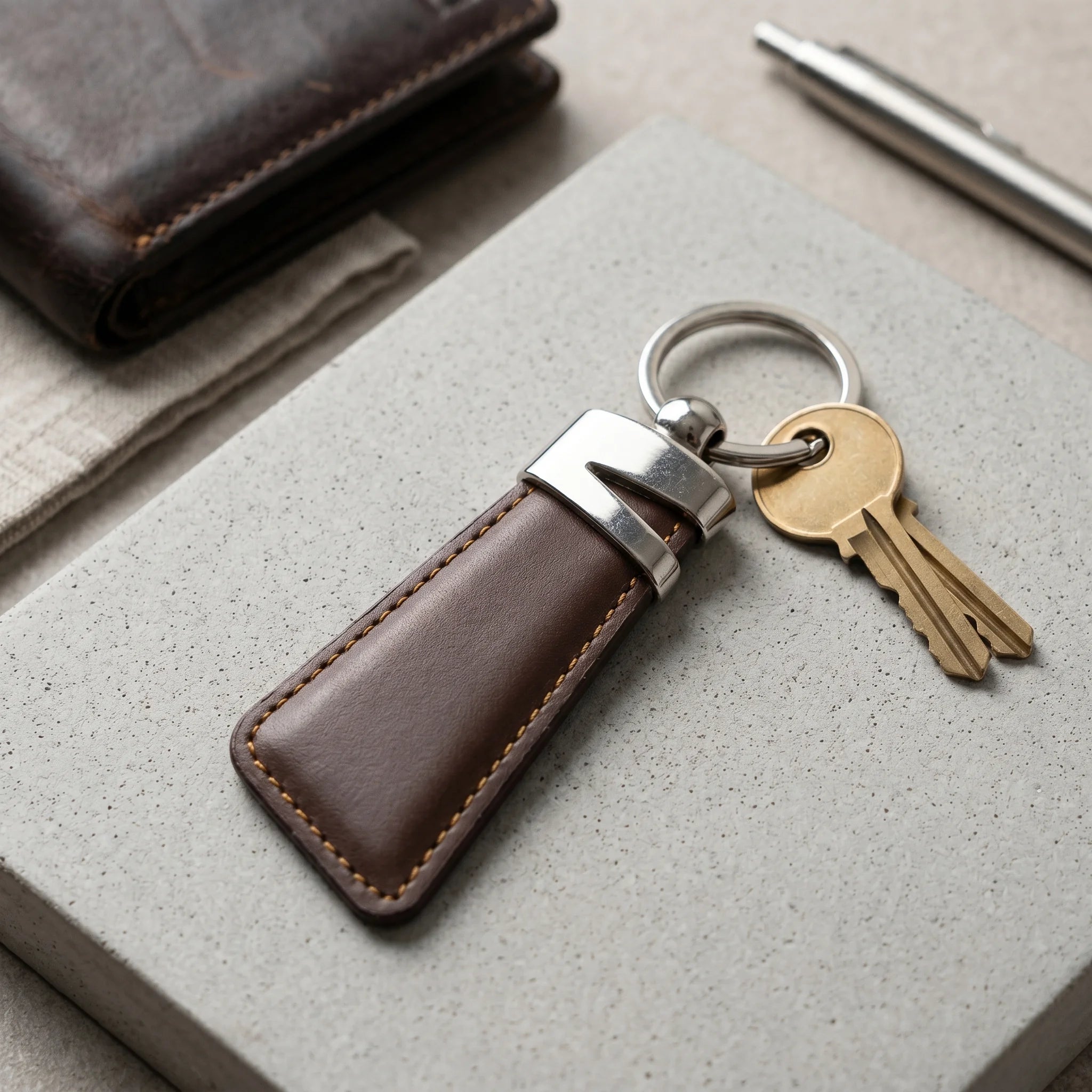 Slim leather keyring in Dark Chocolate Brown | Leathery