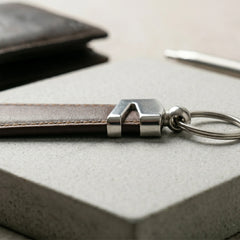 Slim leather keyring in Dark Chocolate Brown | Leathery