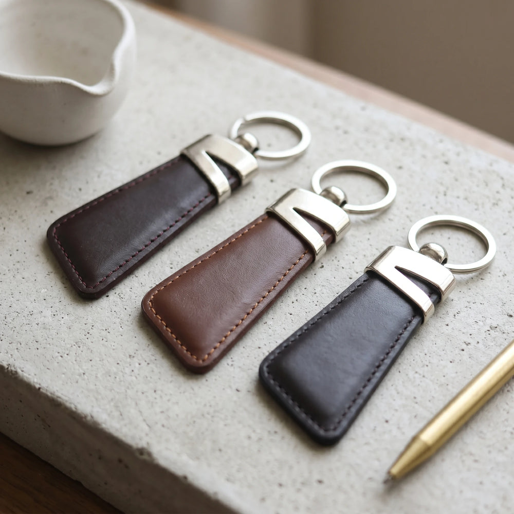 Slim leather keyring in assorted colours | Leathery