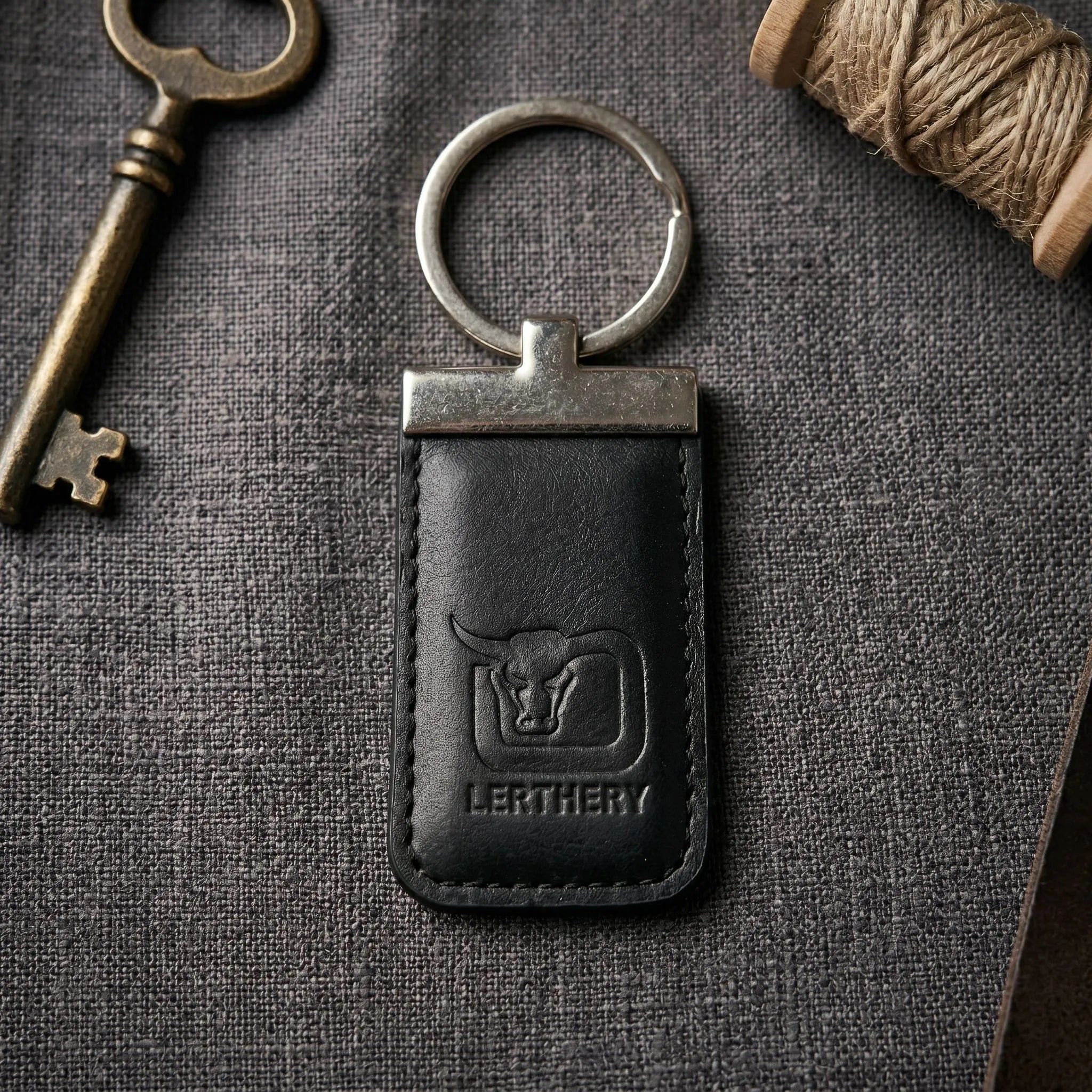 Leather key holder in Jet Black | Leathery