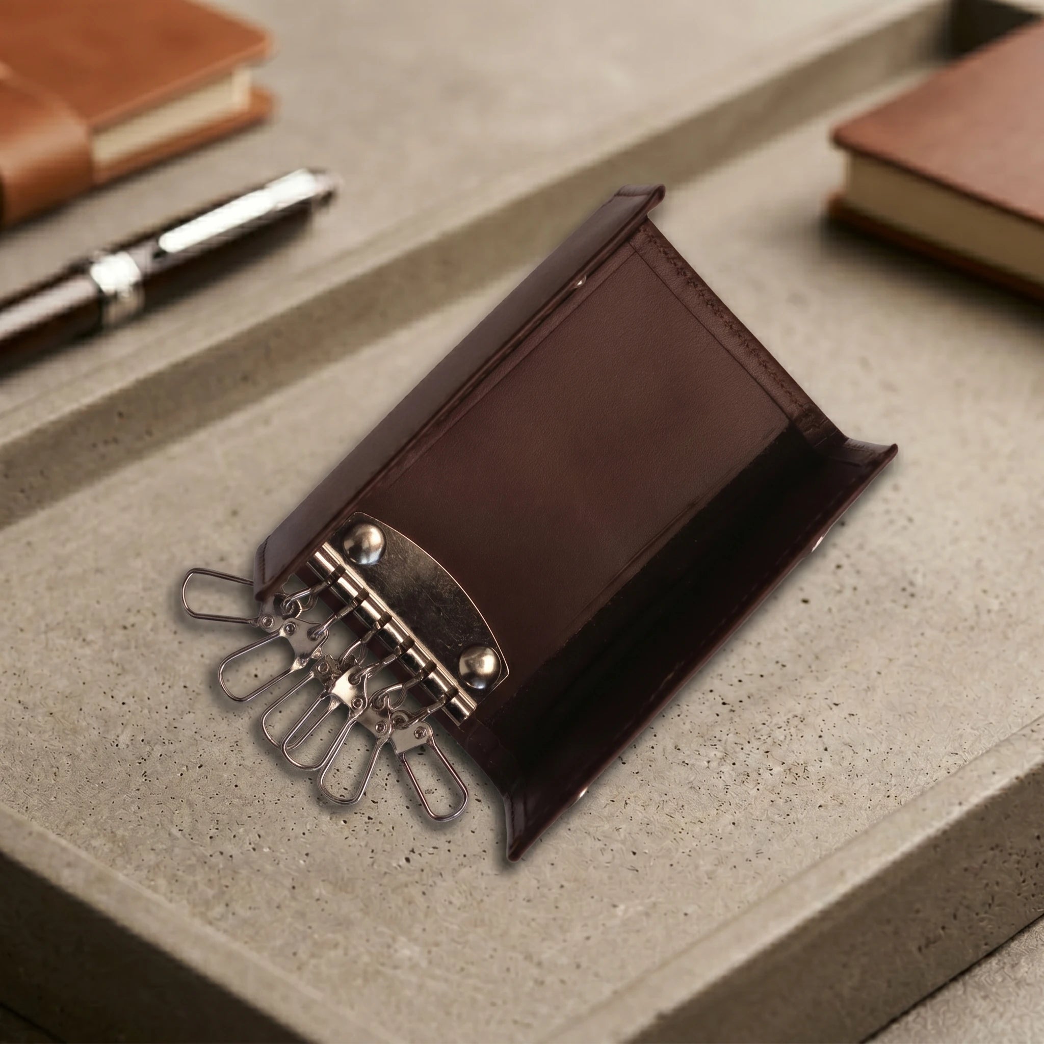 Leather key pouch in Dark Chocolate Brown | Leathery