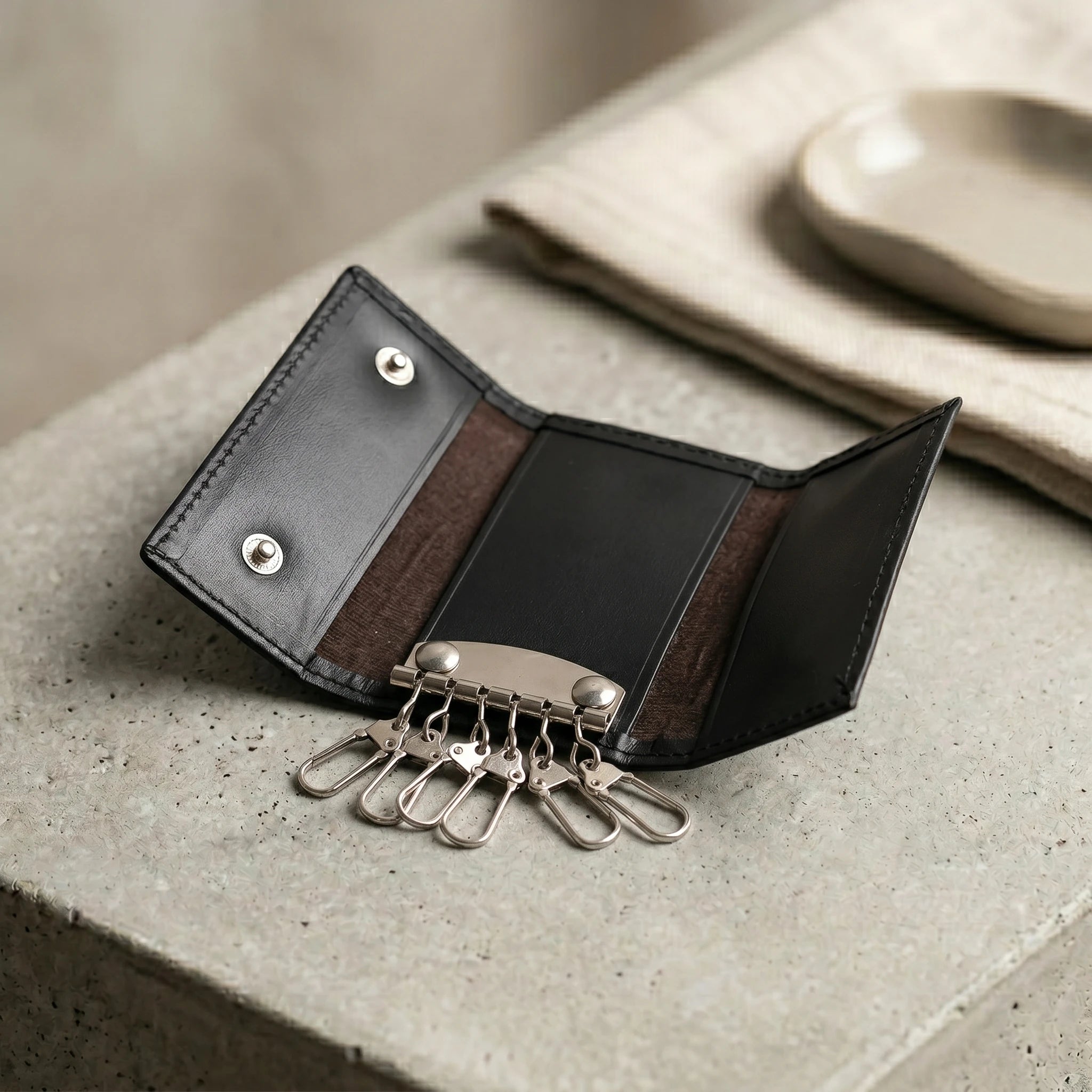 Leather key pouch in Jet Black | Leathery