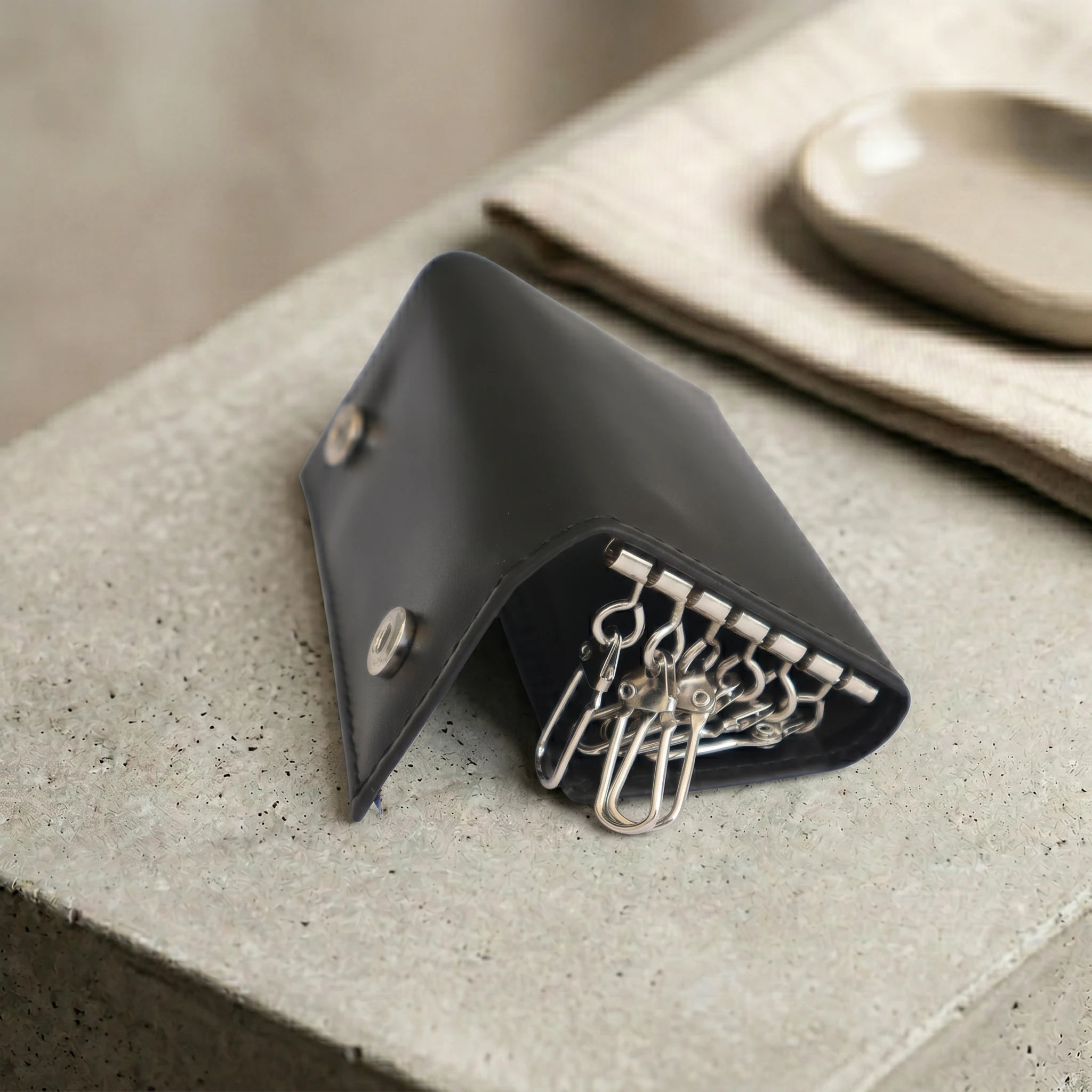 Leather key pouch in Jet Black | Leathery
