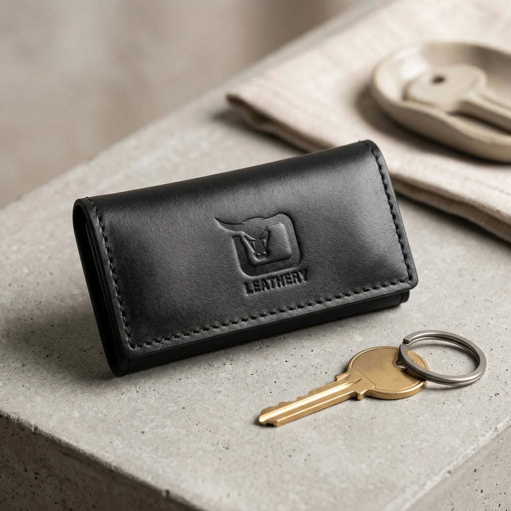 Leather key pouch in Jet Black | Leathery