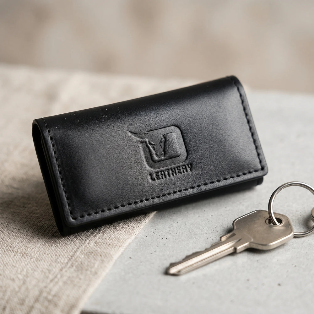 Leather key pouch in Jet Black | Leathery