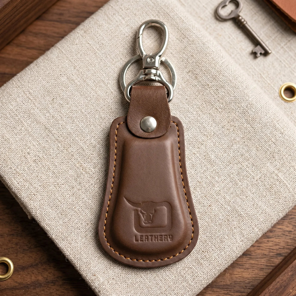 Leather keychain with swivel clasp in Dark Choco Brown | Leathery