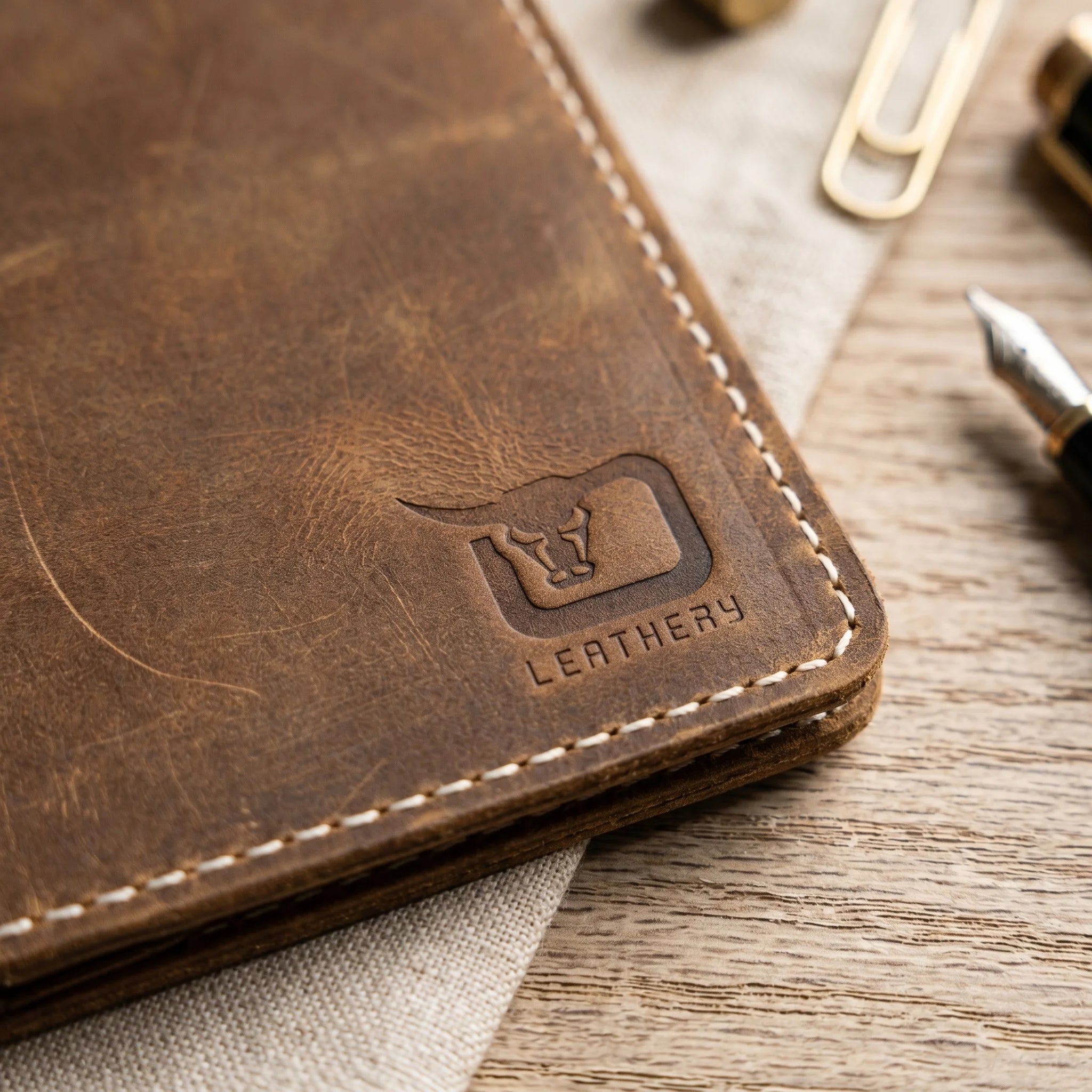 Leather passport cover wallet in Amber Saddle | Leathery