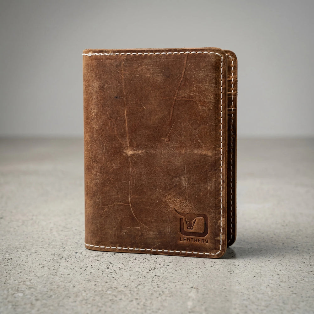 Leather passport cover wallet in Amber Saddle | Leathery