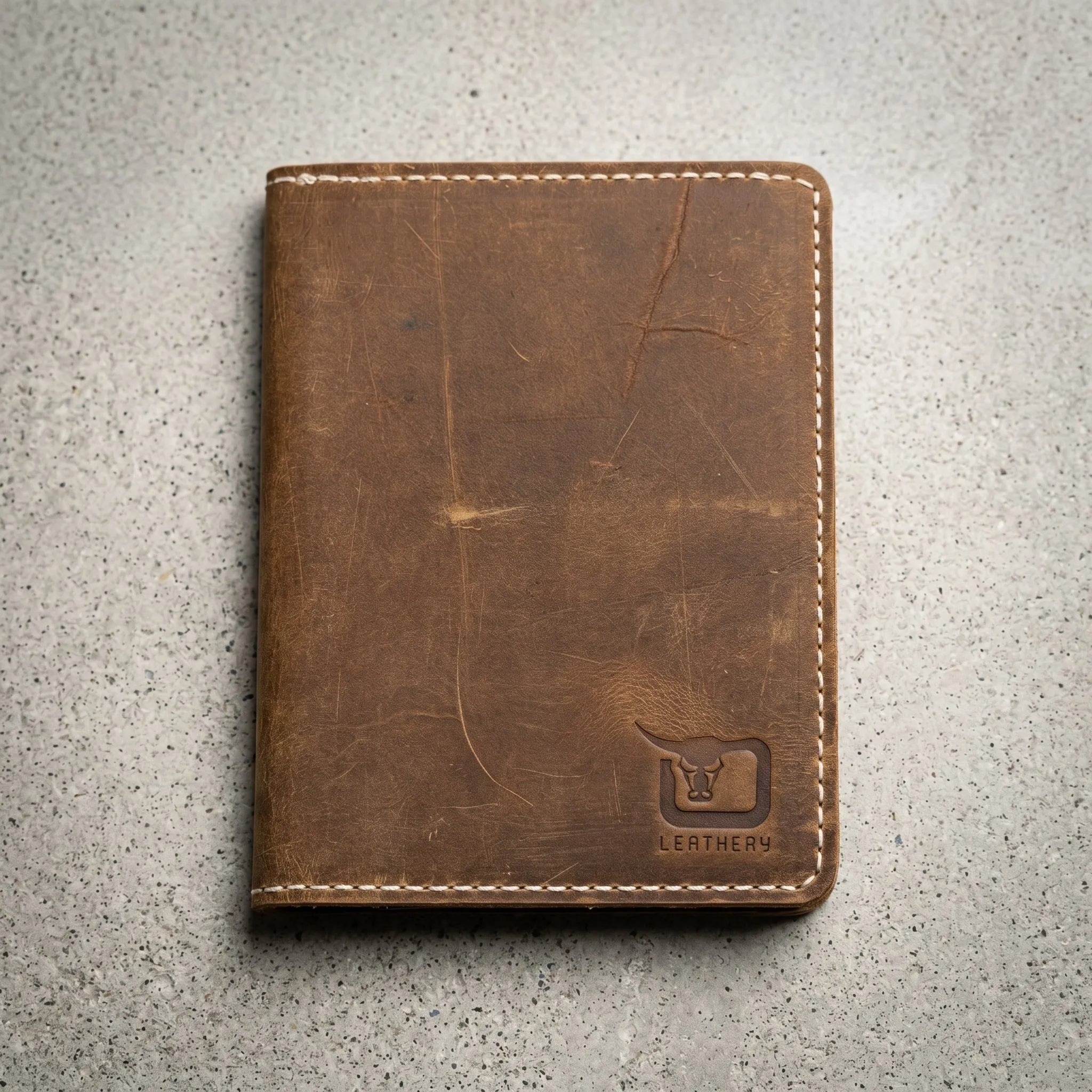 Leather passport cover wallet in Amber Saddle | Leathery