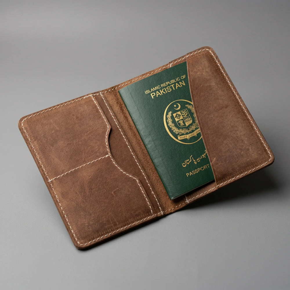 Leather passport cover wallet in Amber Saddle | Leathery