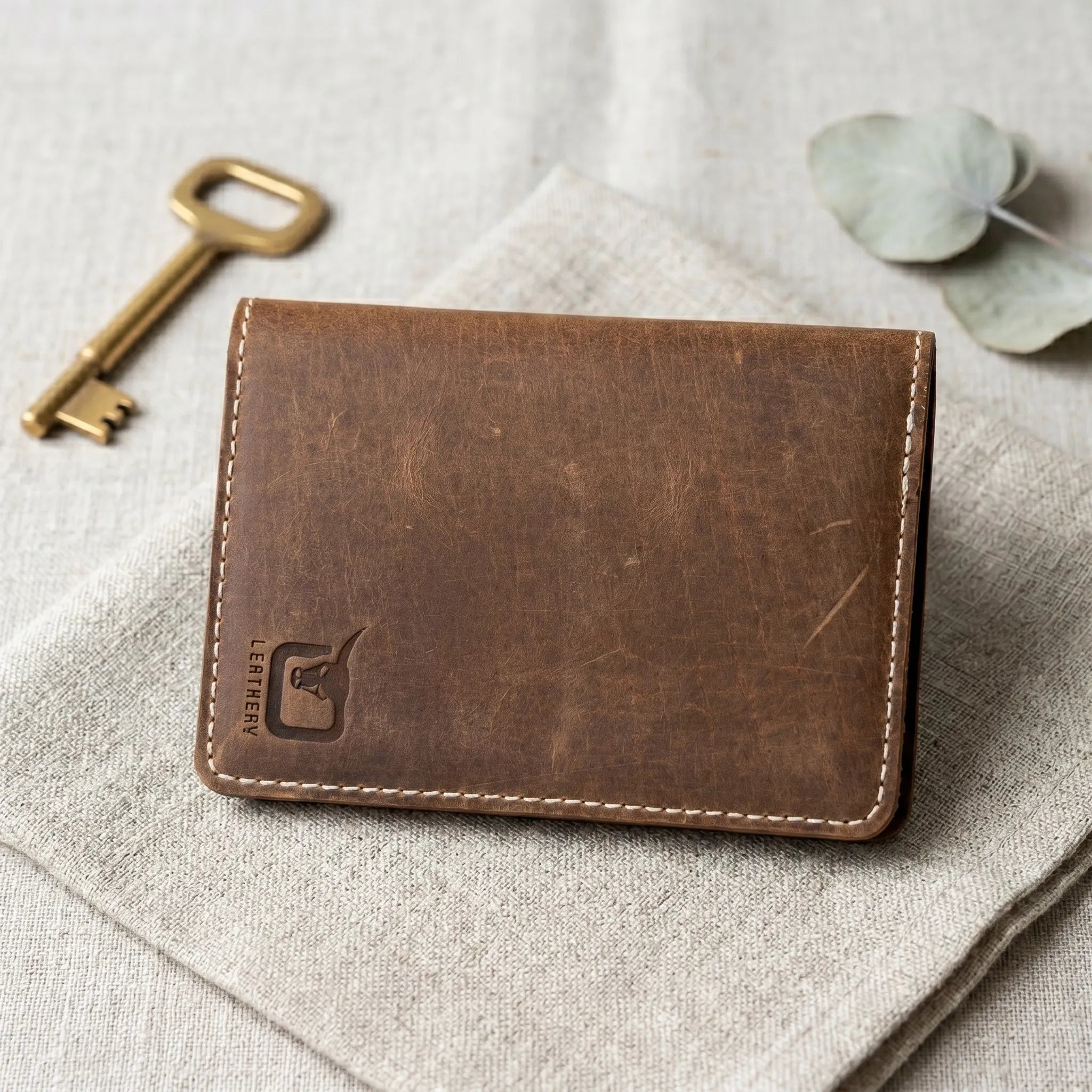 Leather passport cover wallet in Saddle Brown | Leathery