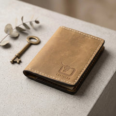 Men's slim leather card holder in Tortilla Dirt Brown | Leathery