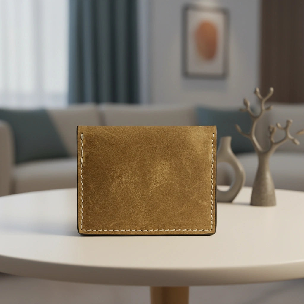 Men's slim leather card holder in Tortilla Dirt Brown | Leathery