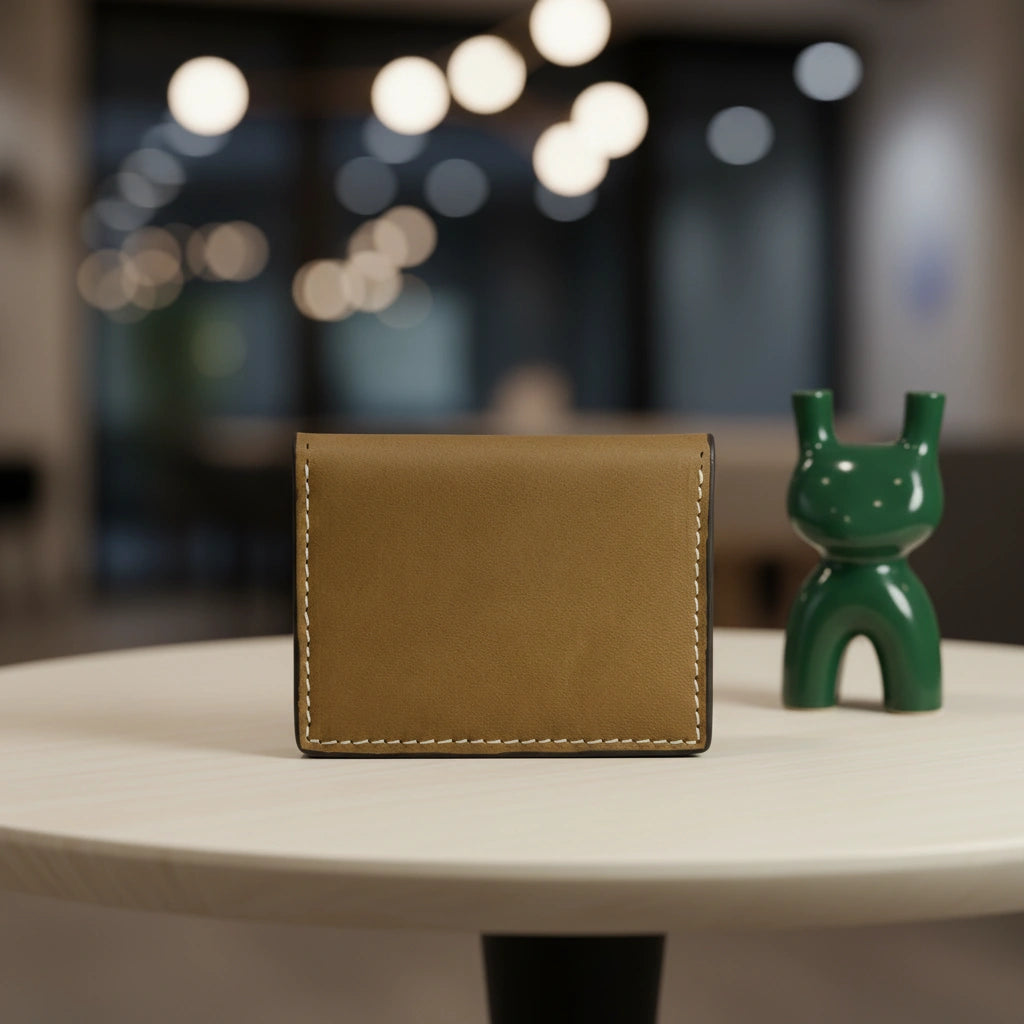 Men's slim leather card holder in Tortilla Dirt Brown | Leathery