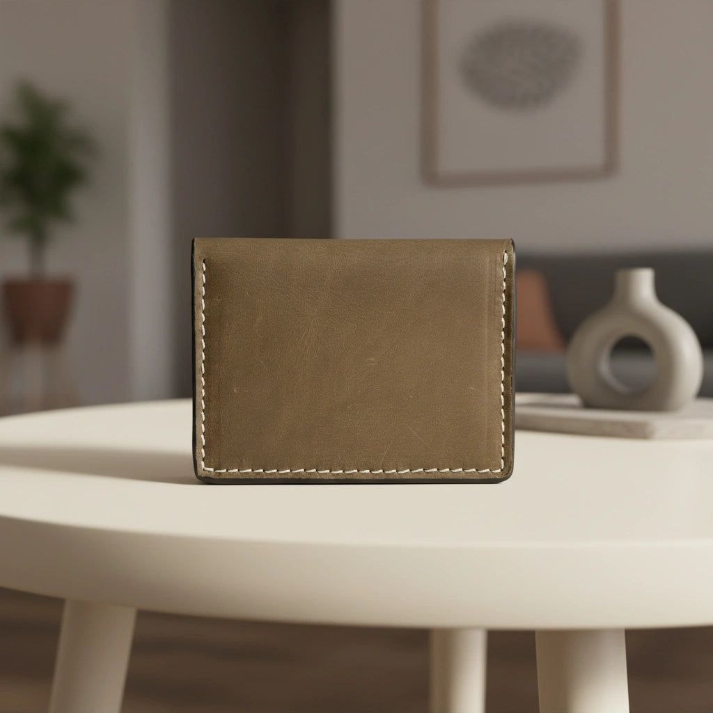 Men's slim leather card holder in Dark Sepia | Leathery