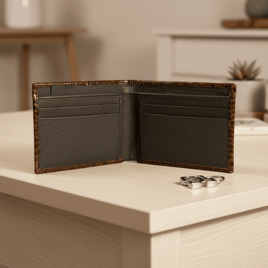 Dollar Size Leather Wallet- Bold Texture, Smart Storage