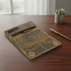 Long Unisex Leather Trifold Wallet with Magnet Lock | Vintage Classic